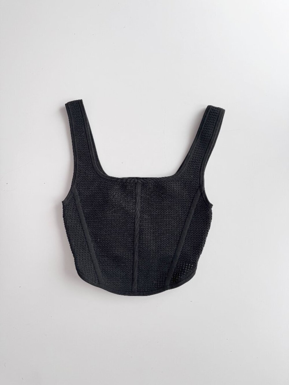 NWOT Aritzia BABATON Sculpt Mesh Knit Pointelle Cropped Bustier Tank, Size S